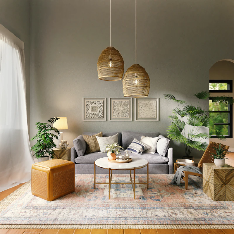 Quiet styled interior vignette