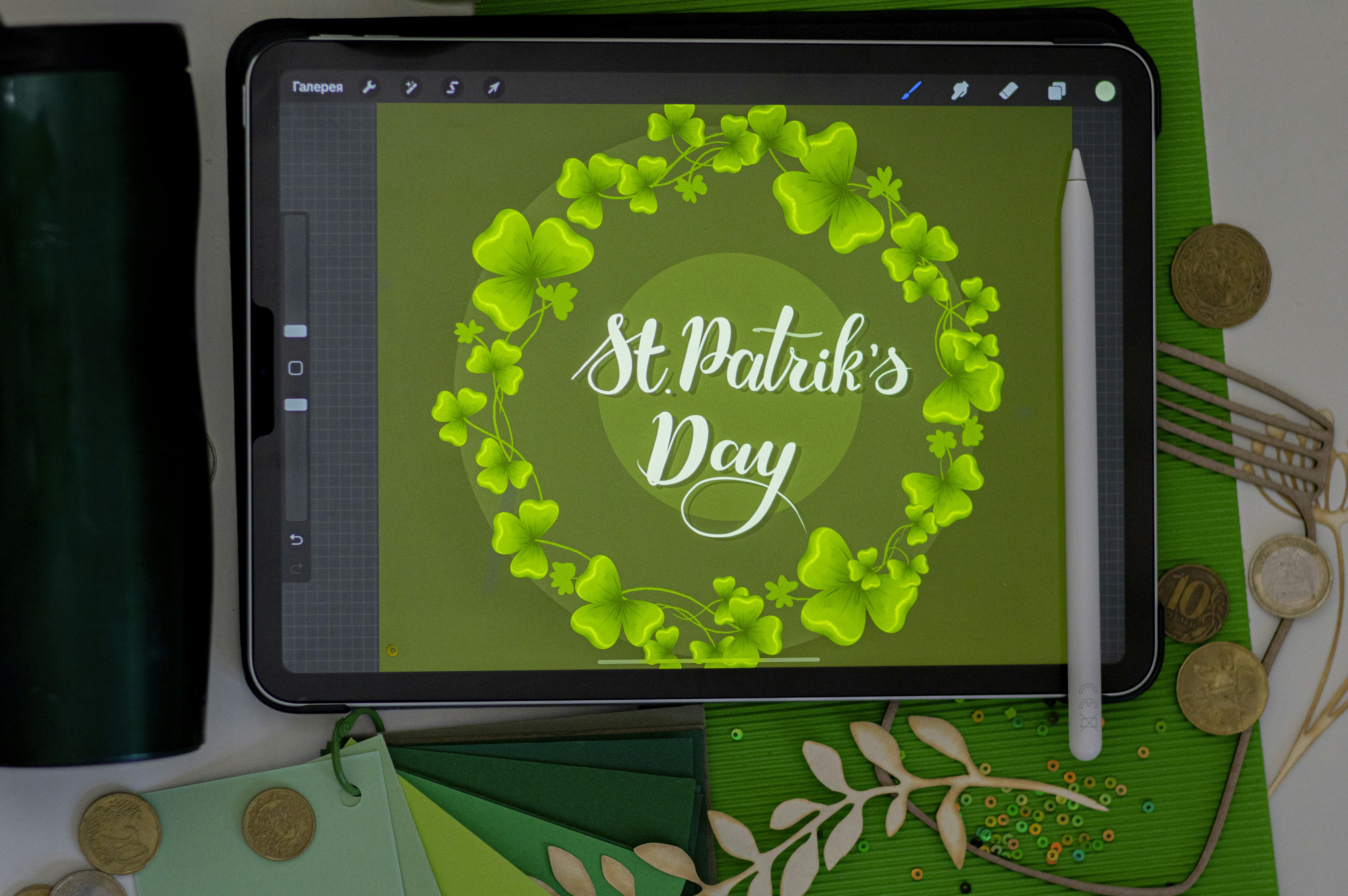 black tablet computer displaying happy birthday, 