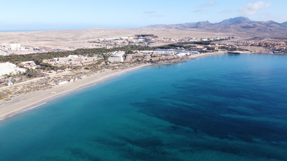 aerial view of city buildings near sea during daytime