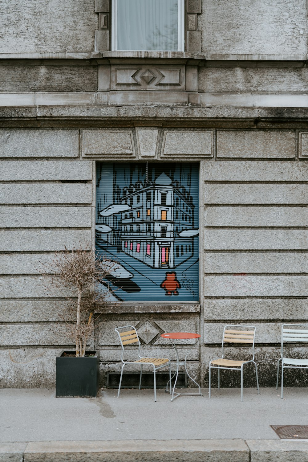 blue and white wooden door