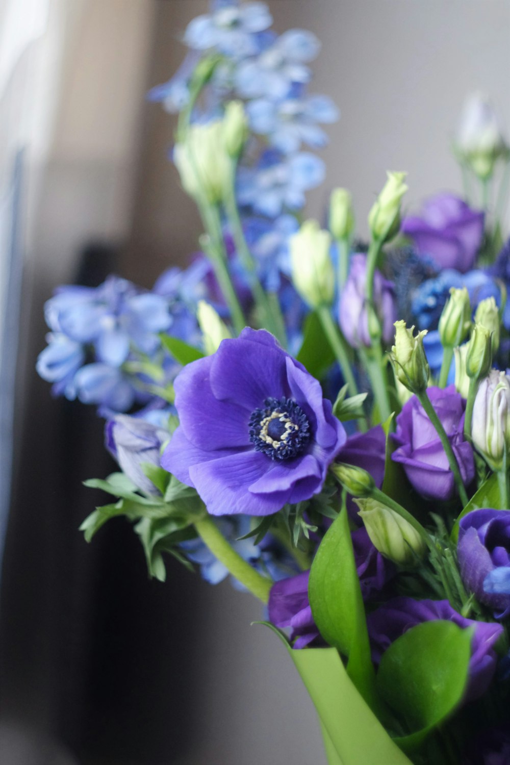 purple flowers in tilt shift lens