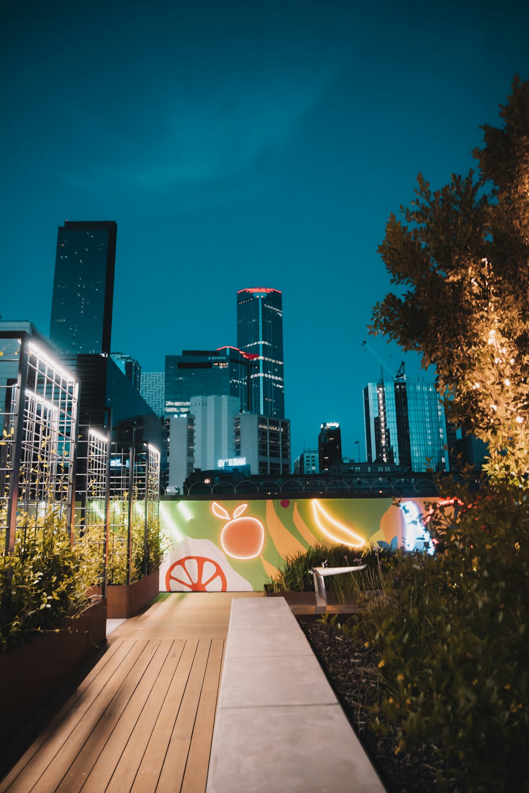 city skyline during night time