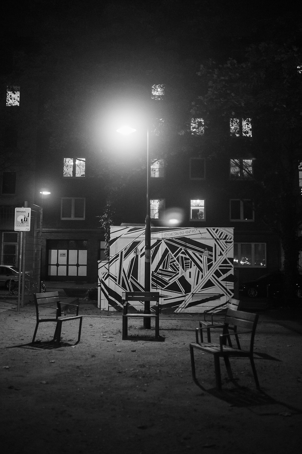 grayscale photo of a basketball hoop