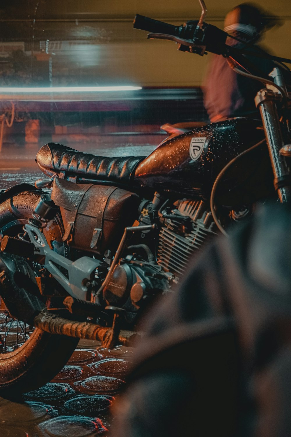 black and red cruiser motorcycle