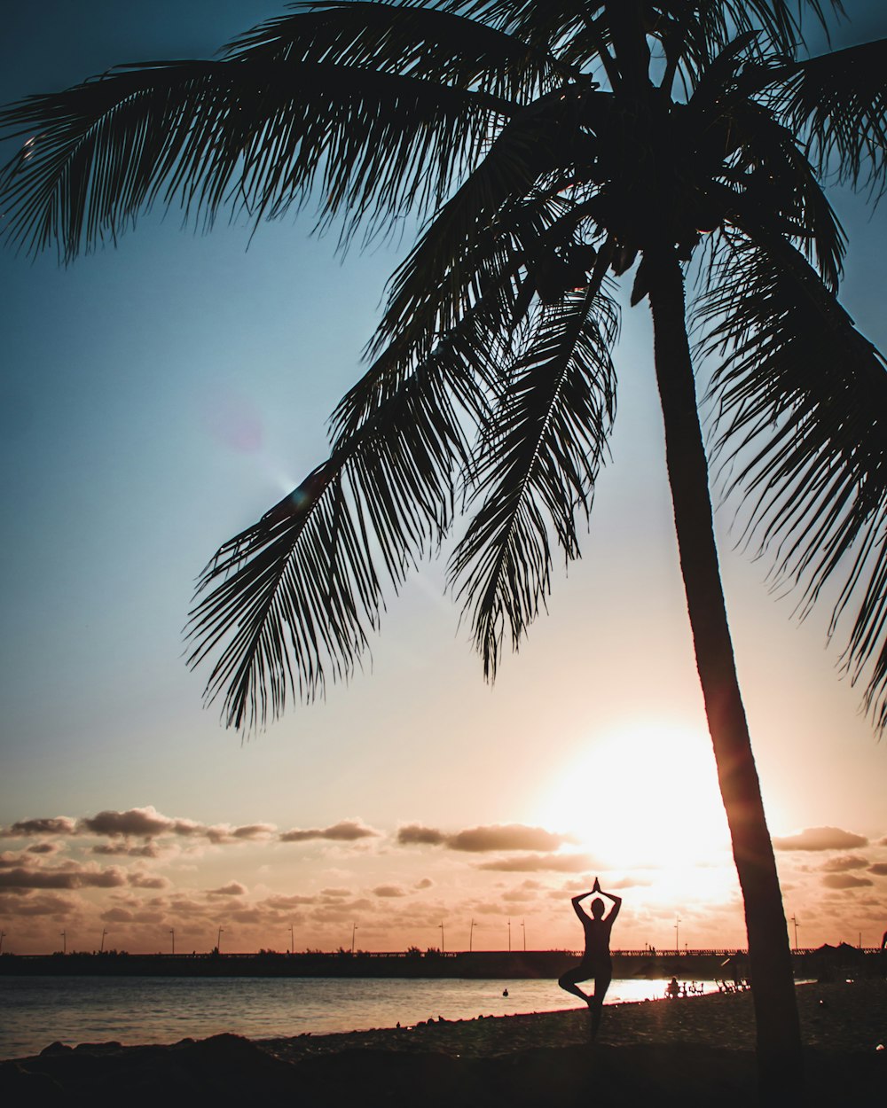 person standing on beach during sunset