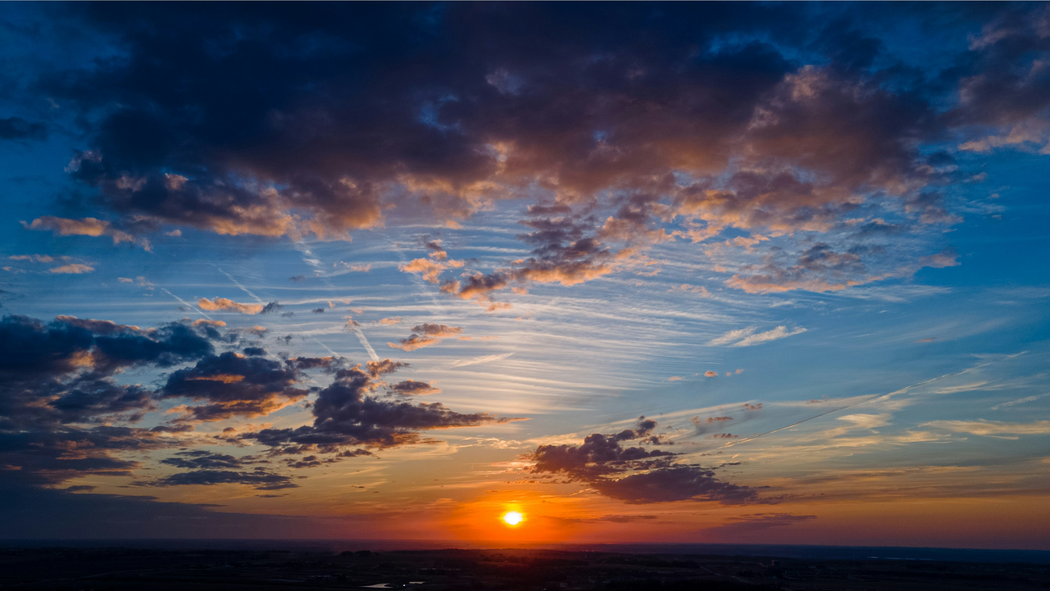 Beauty of a sunset looking west of Omaha, Nebraska, USA from 350ft above the ground (drone)