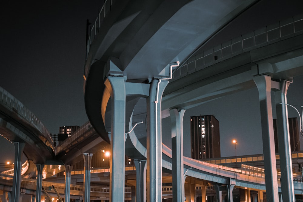 white and brown concrete building during night time