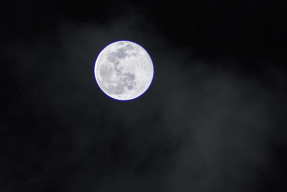 full moon in dark night sky