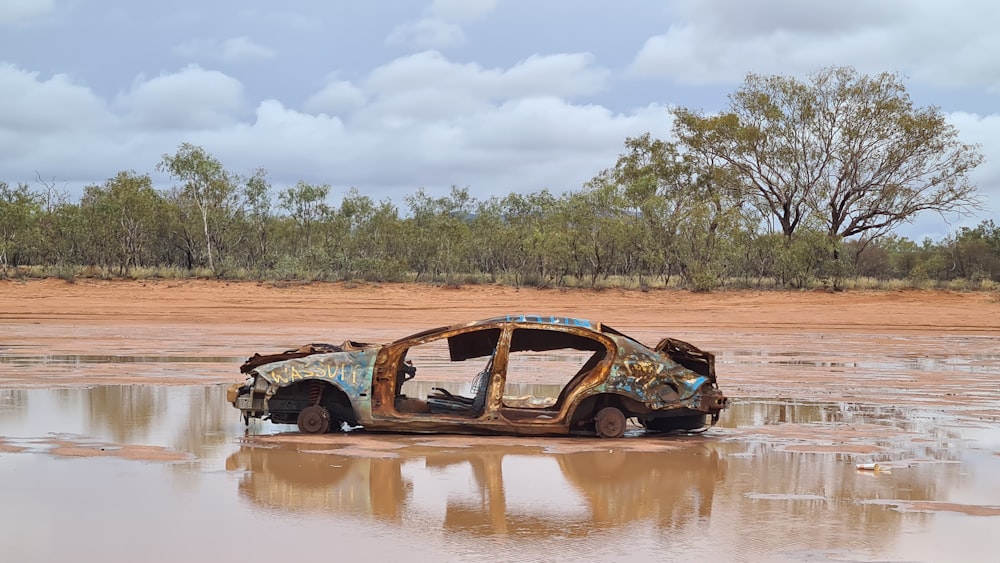 Escarabajo Volkswagen marrón en el río durante el día