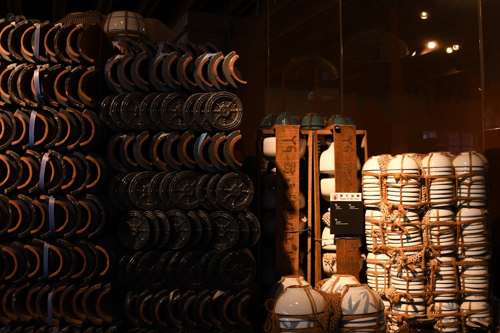 brown wooden blocks on brown wooden shelf