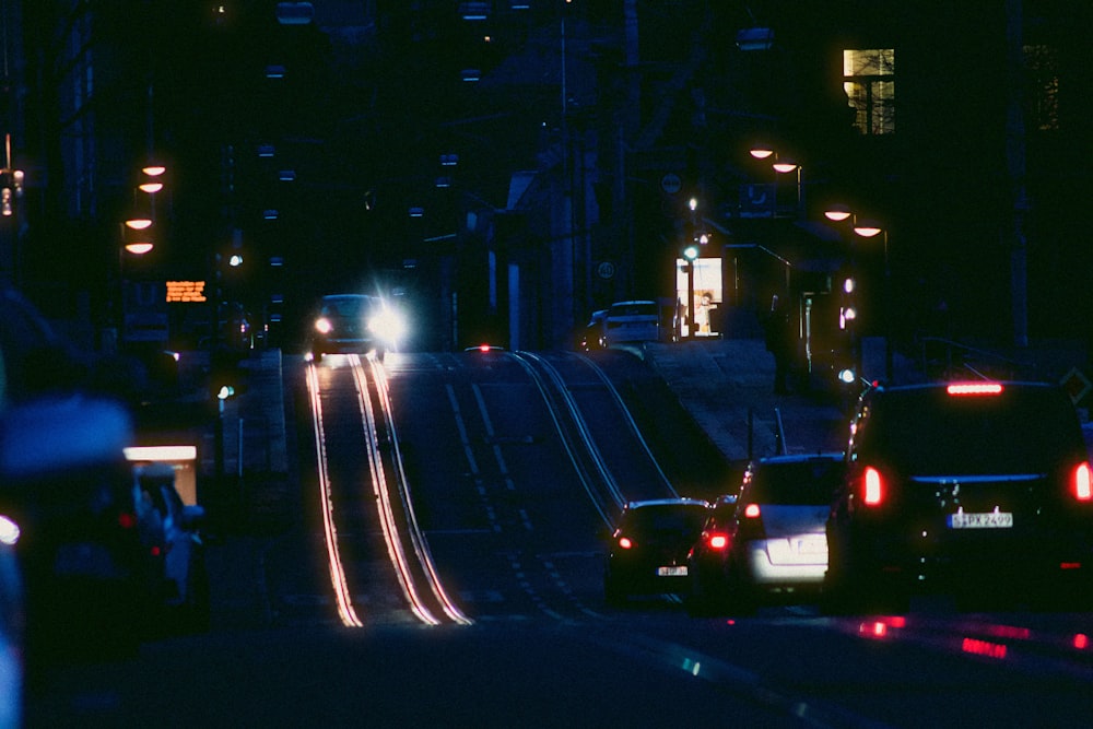 cars on road during night time