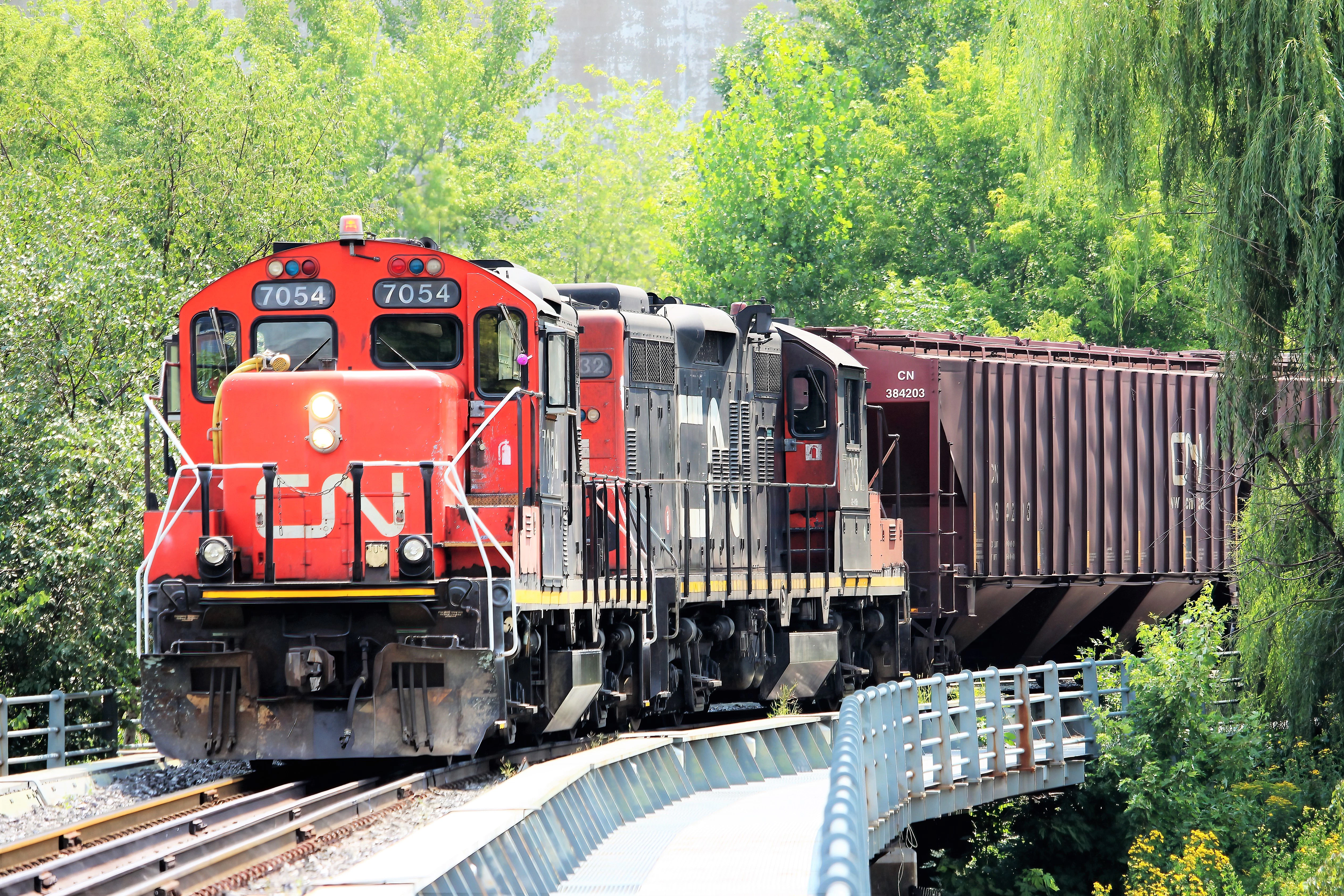 Freight train at a classification yard