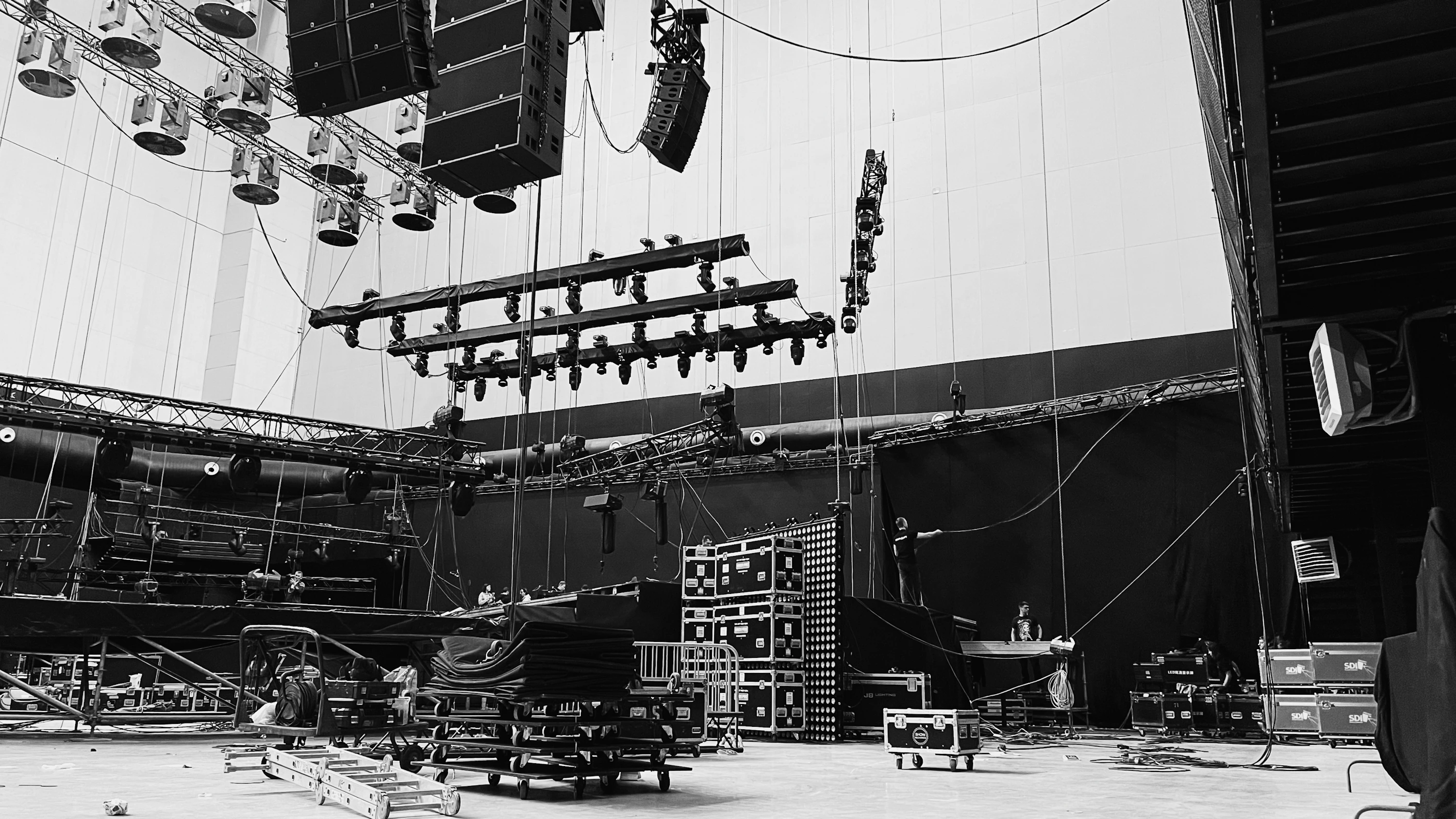 Theatre stage set during construction