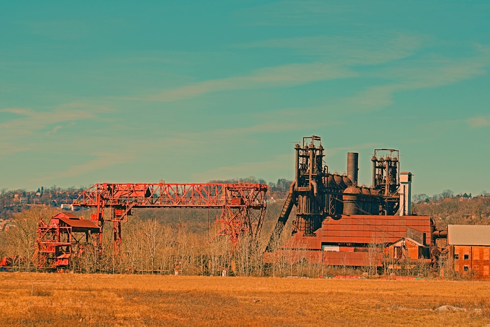 red and black metal building