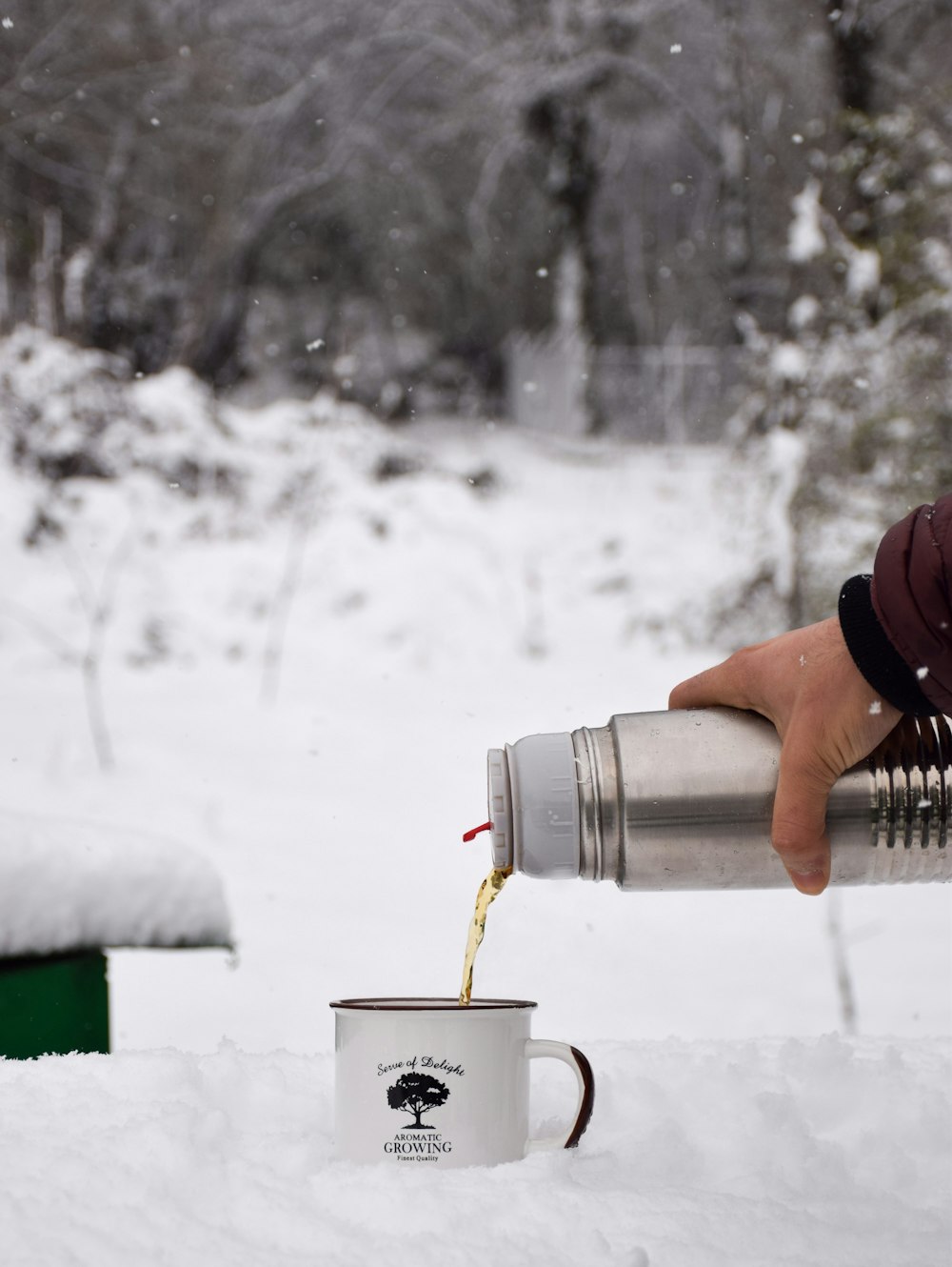 person holding white disposable cup