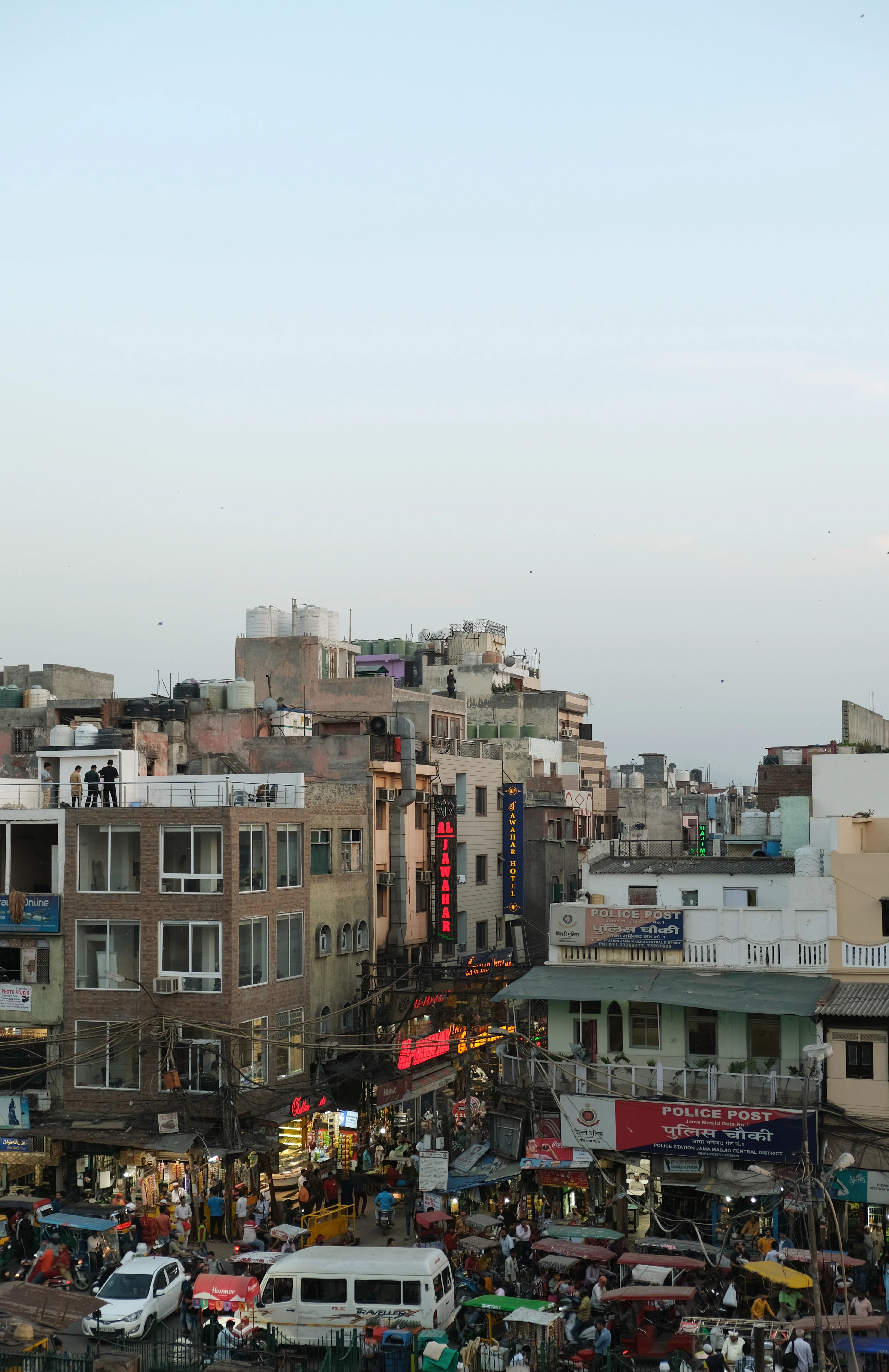 Densely built residential street with multi-storey houses