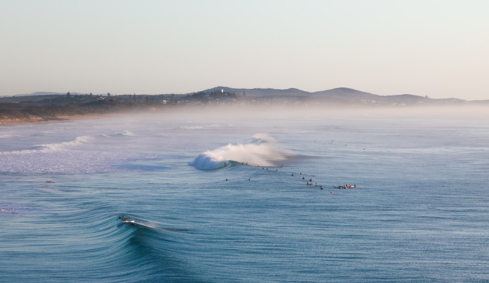 people surfing on sea waves during daytime