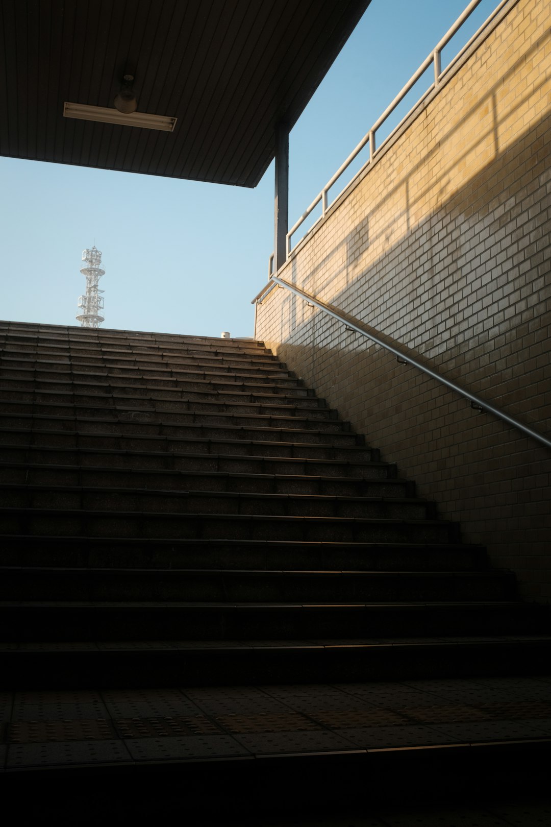 black and white concrete staircase