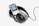 A pair of large over-ear headphones is placed around a smartphone displaying an audiobook titled 'Aum Golly'. The headphones have plush gray ear cushions and are connected with a thick black wire.