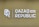 The image features a logo with the letters 'Q' and 'R' next to the text 'QAZAQ REPUBLIC' and the number '1465'. The background is a muted olive green color, and the text and logo are in a light, metallic shade.