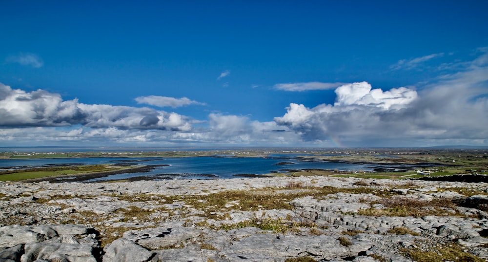 blue sky and white clouds over the sea