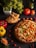 pizza with cheese and tomatoes on brown wooden round plate