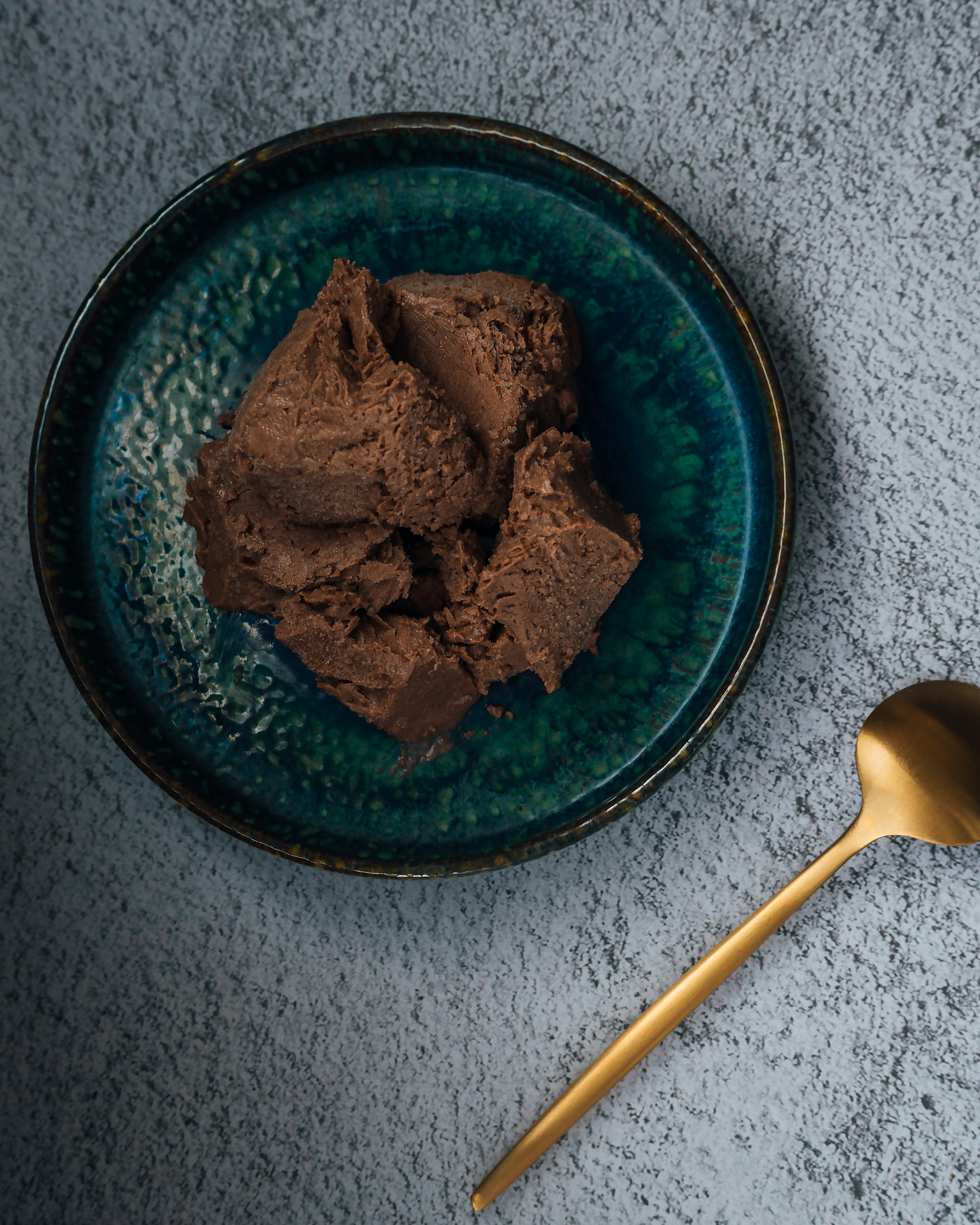 brown food on blue round plate