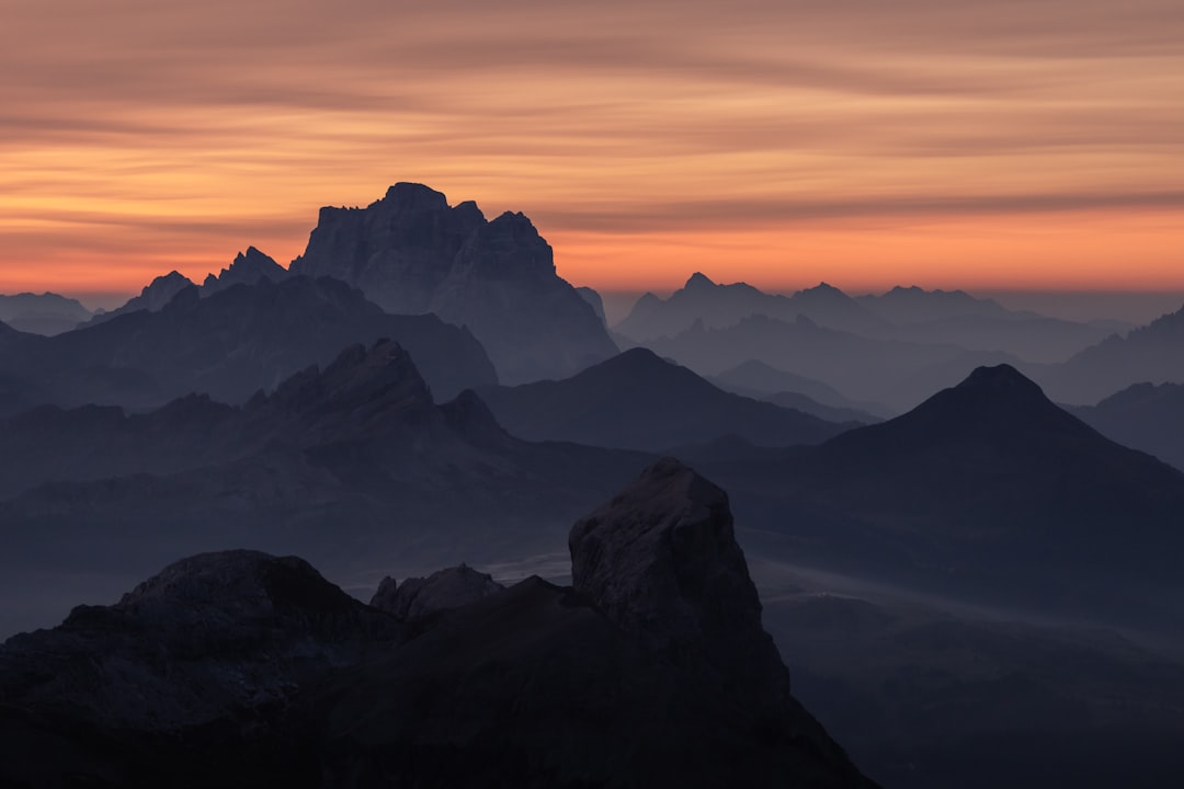 silhouette of mountains during sunset