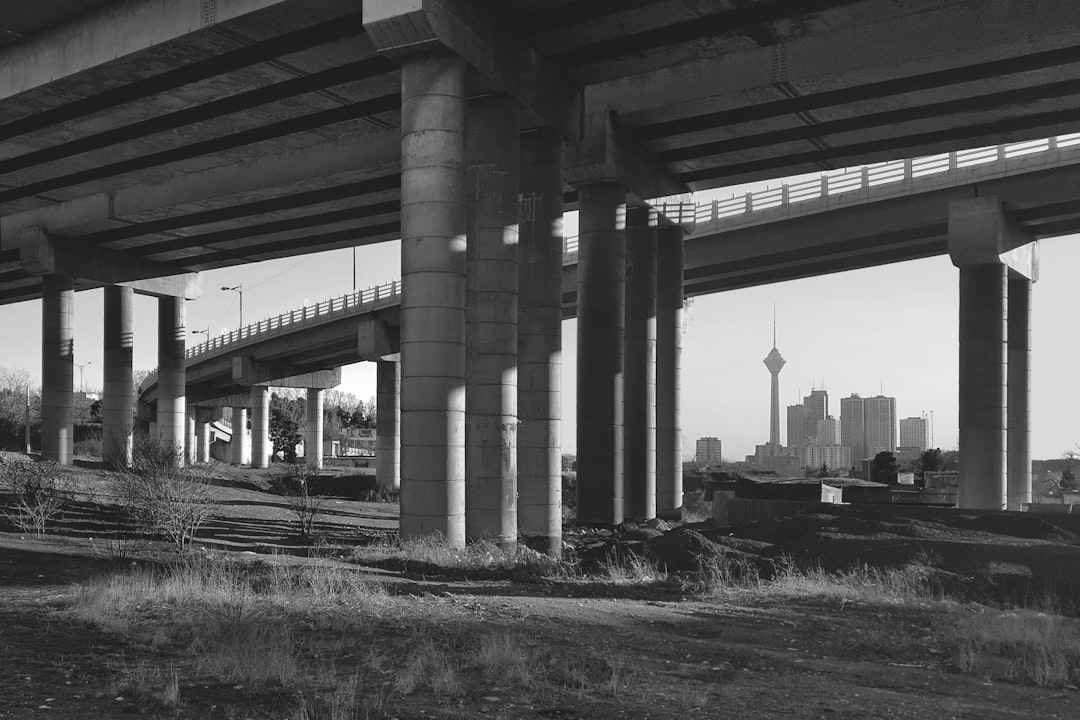 grayscale photo of train station