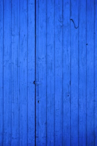 blue wooden door with black metal door handle