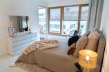 A cozy shared bedroom with modern furnishings and decor.