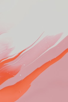Abstract art consisting of flowing brush strokes in soft pink and vibrant orange colors against a light grayish background. The brush strokes create a fluid motion with a sense of dynamism and energy.