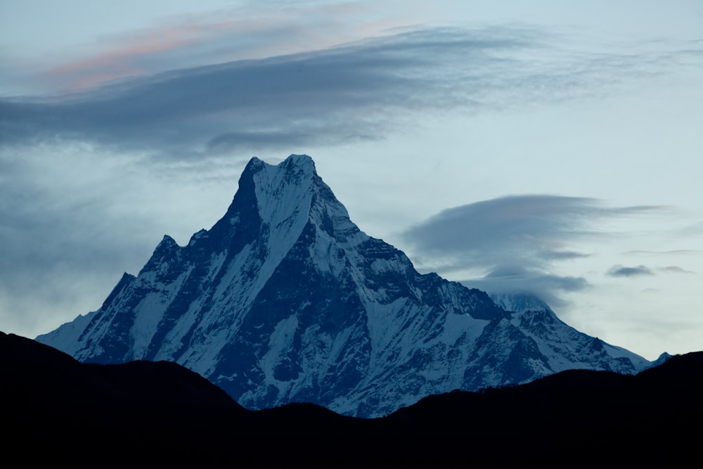 snow covered mountain under cloudy sky during daytime