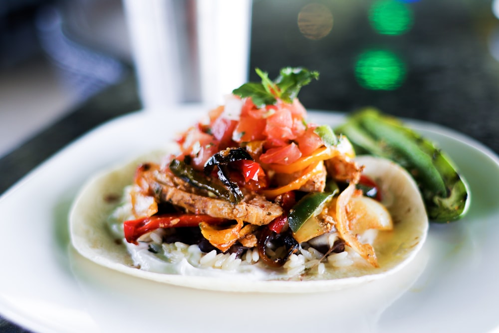 cooked food on white ceramic plate