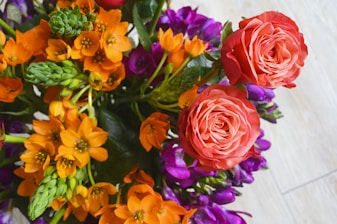 yellow and pink flower bouquet