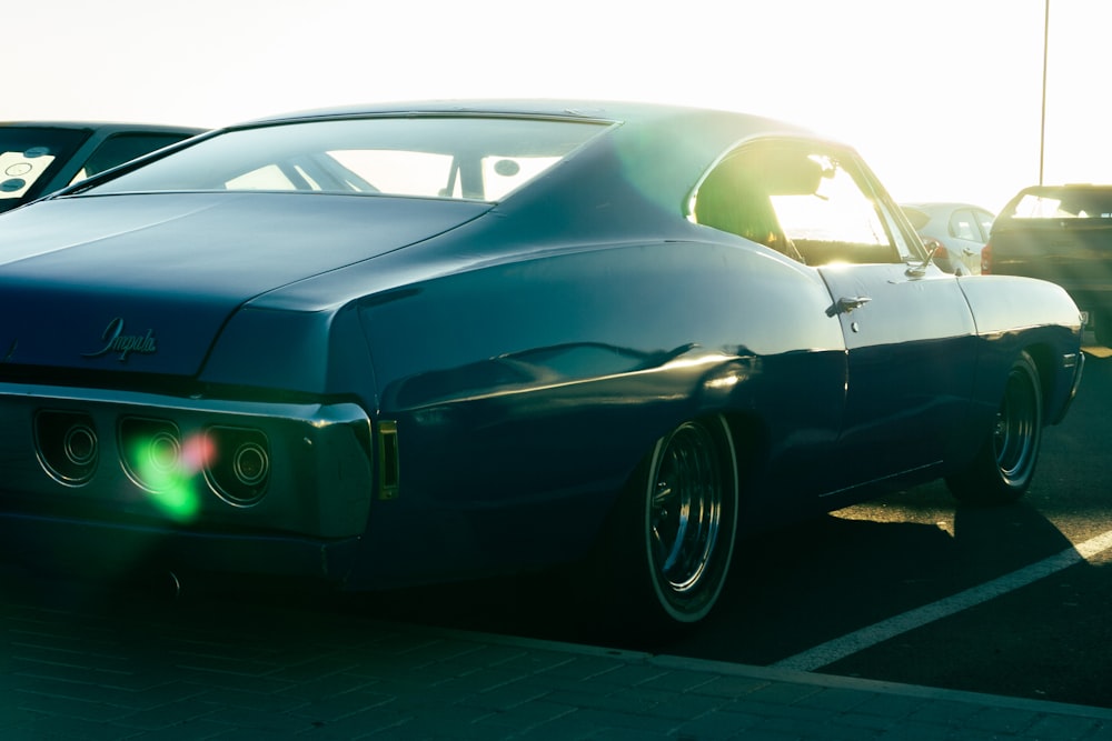 blue and white chevrolet camaro