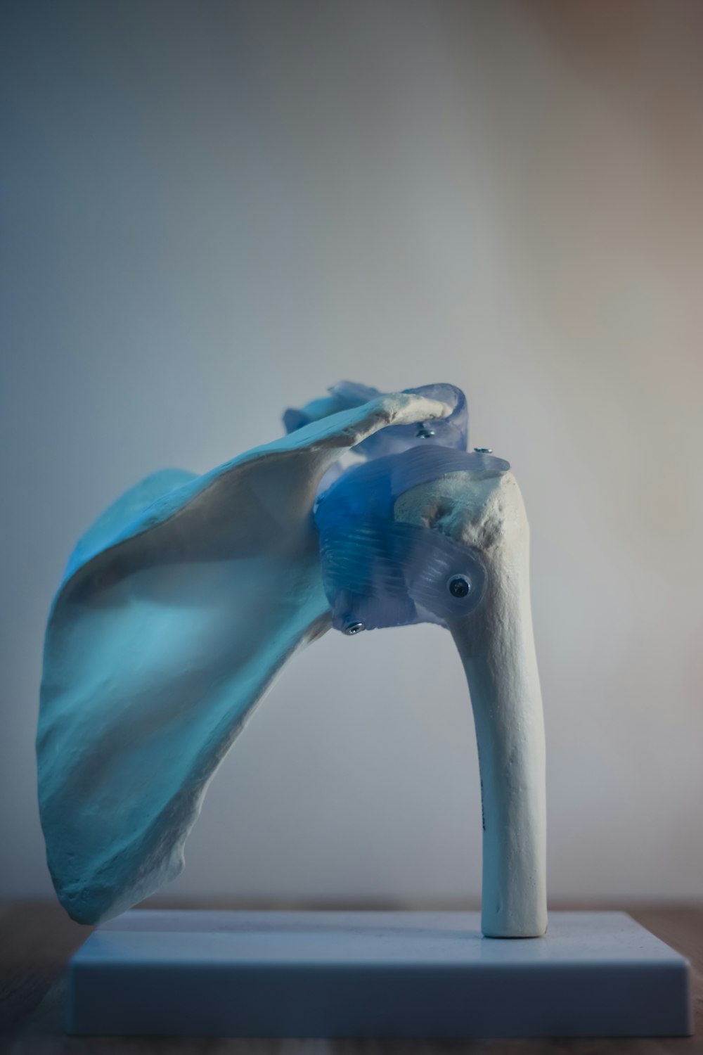 estatueta de pássaro azul e branco