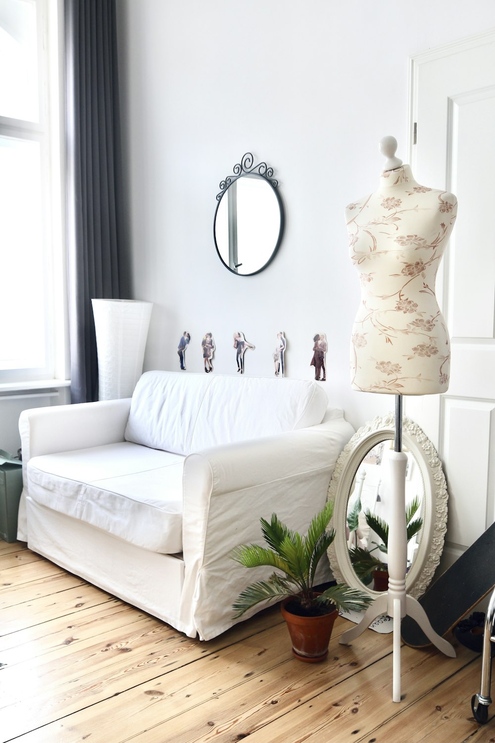 white sofa with throw pillows