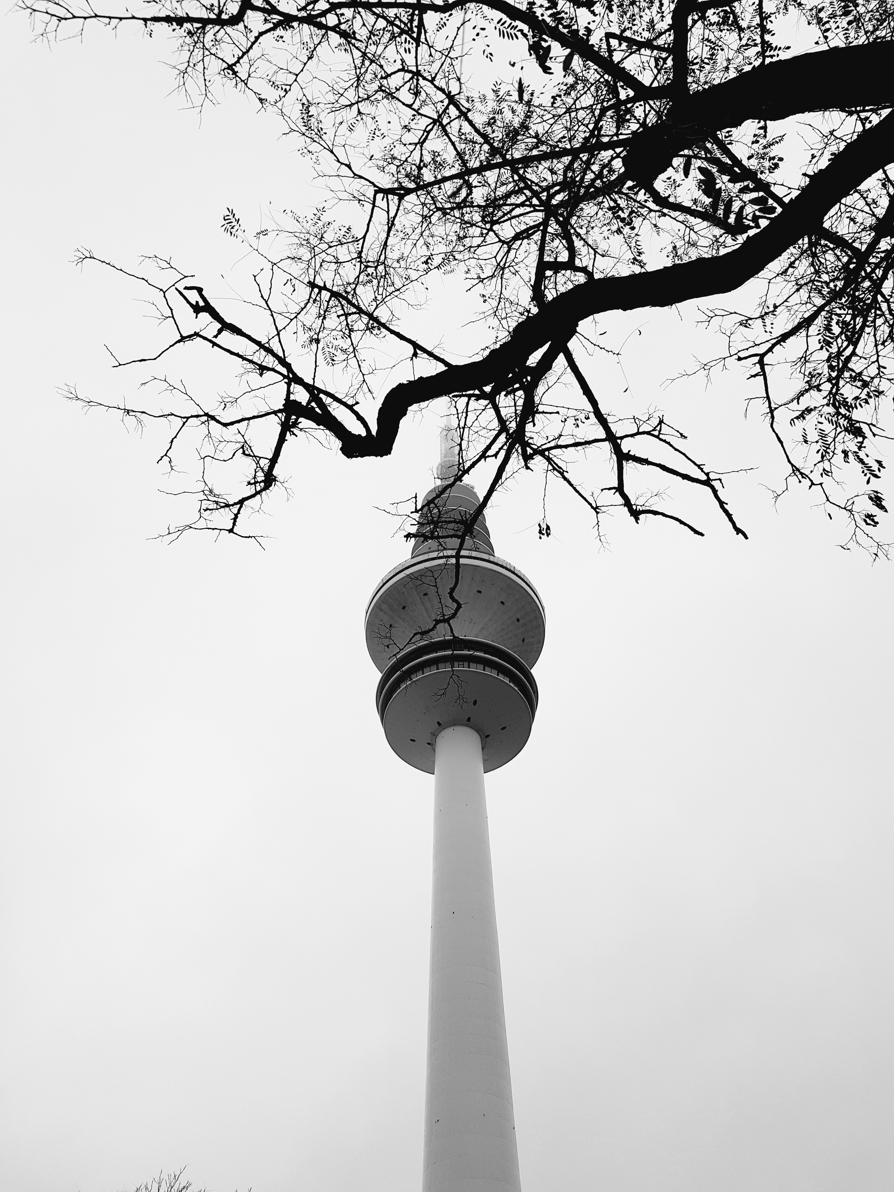 white tower under white sky