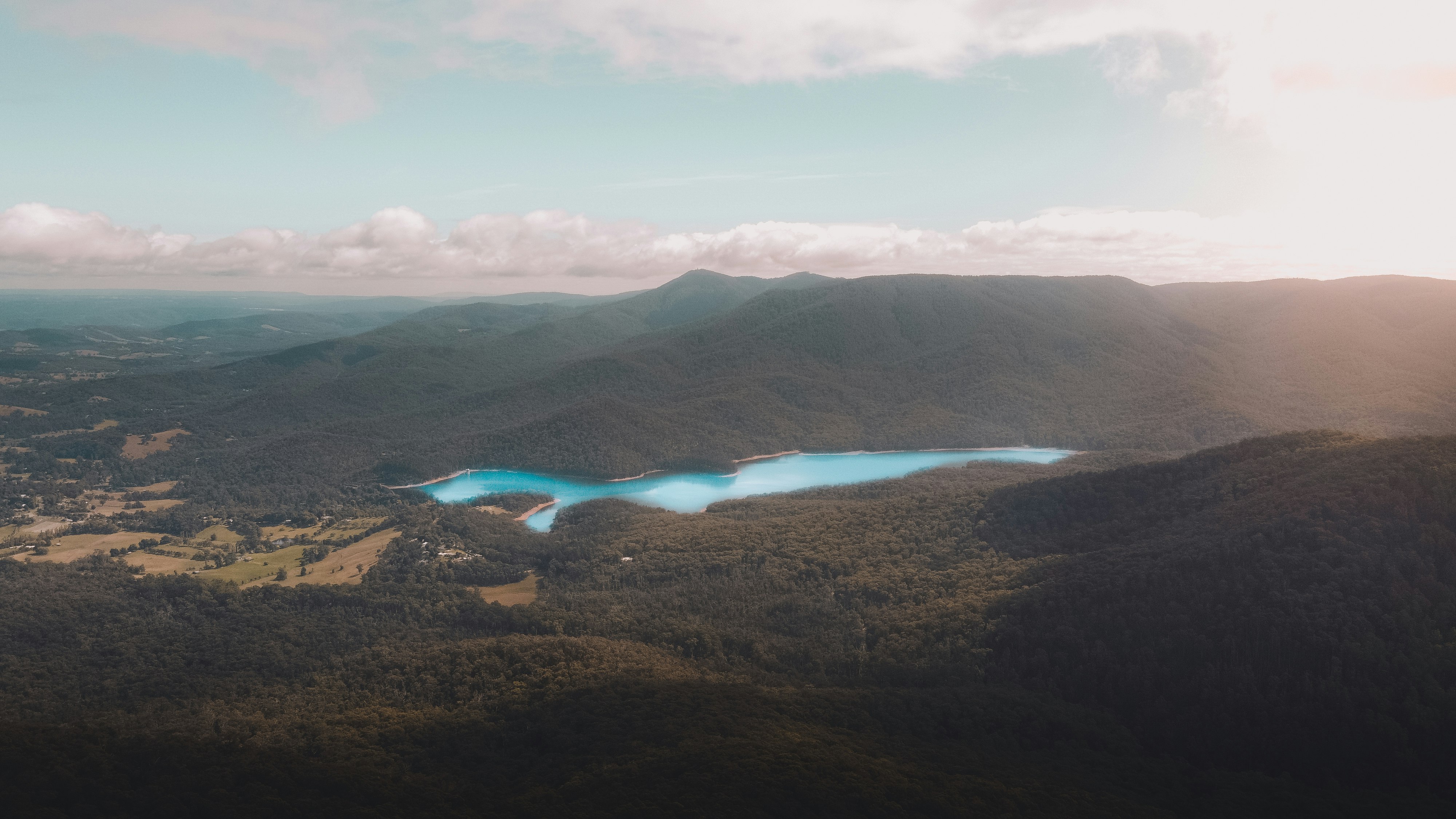 aerial view of mountains and clouds