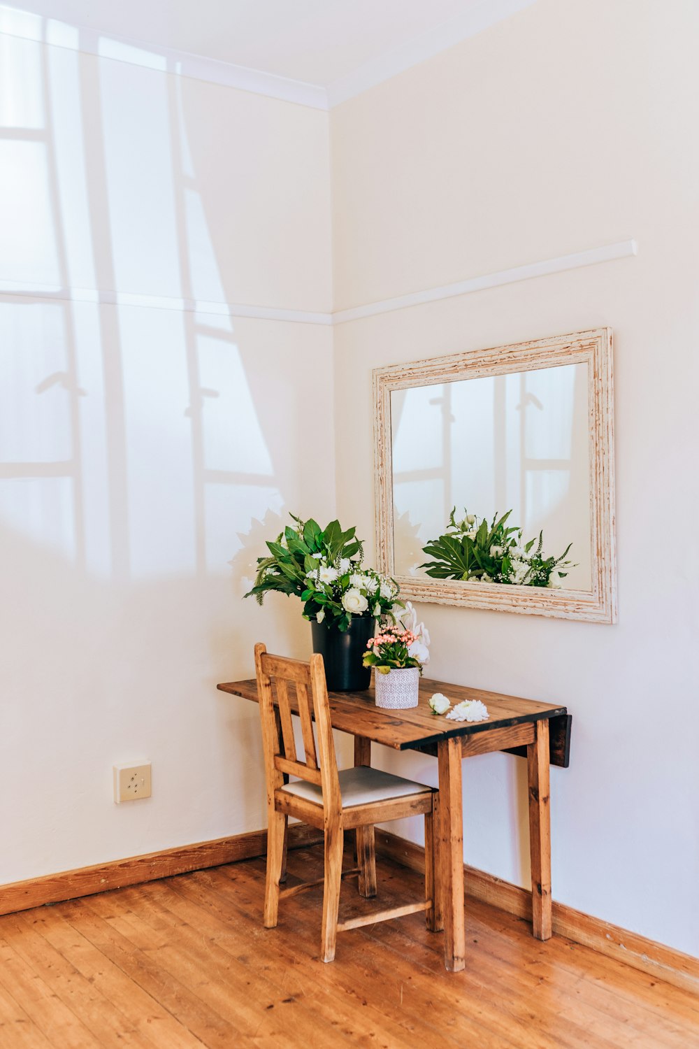 brown wooden table with chairs