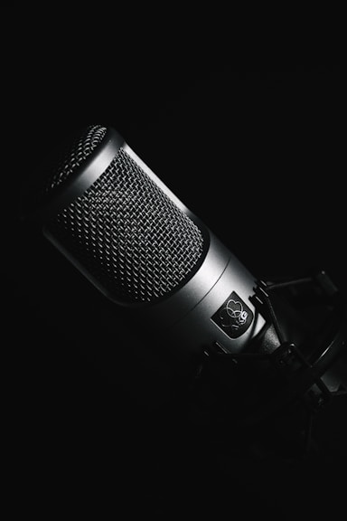 black microphone on black background