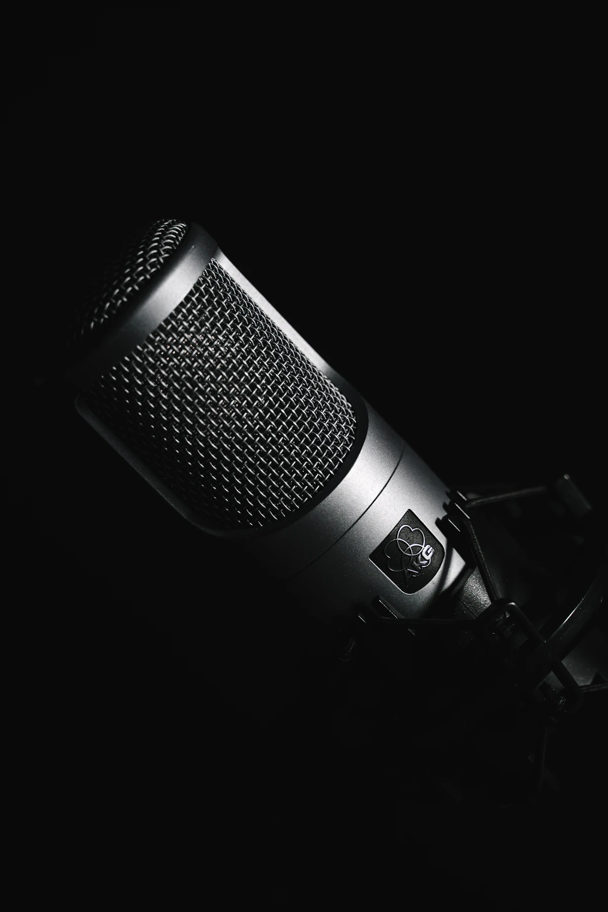 Close up of a broadcast studio microphone