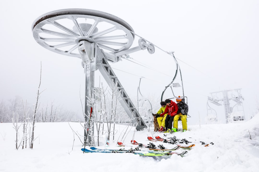 people riding ski lift on snow covered ground during daytime