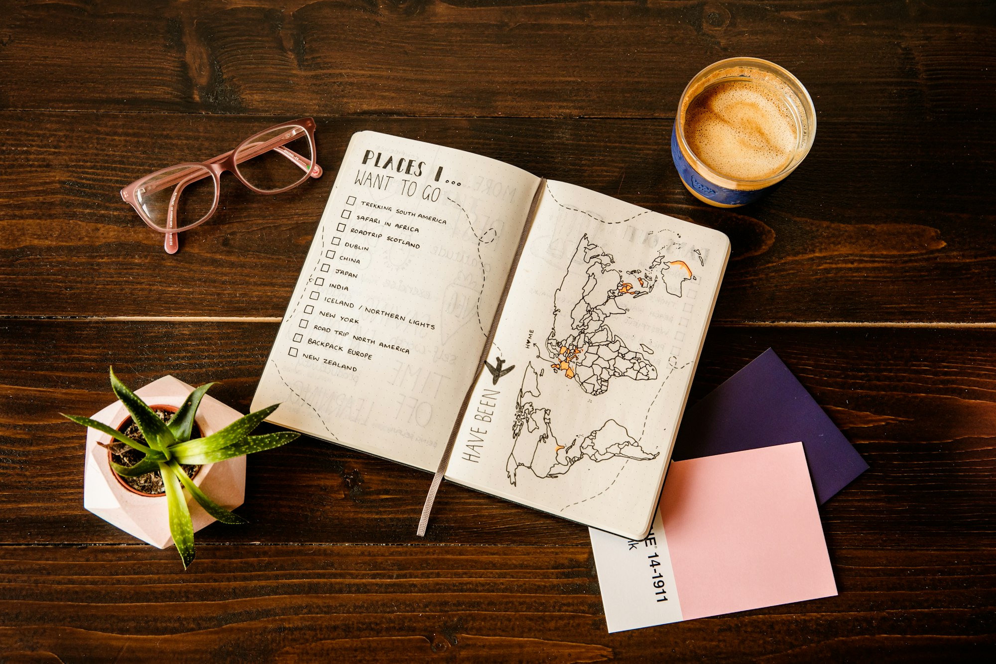 A travel planner with all the travel destinations around the world