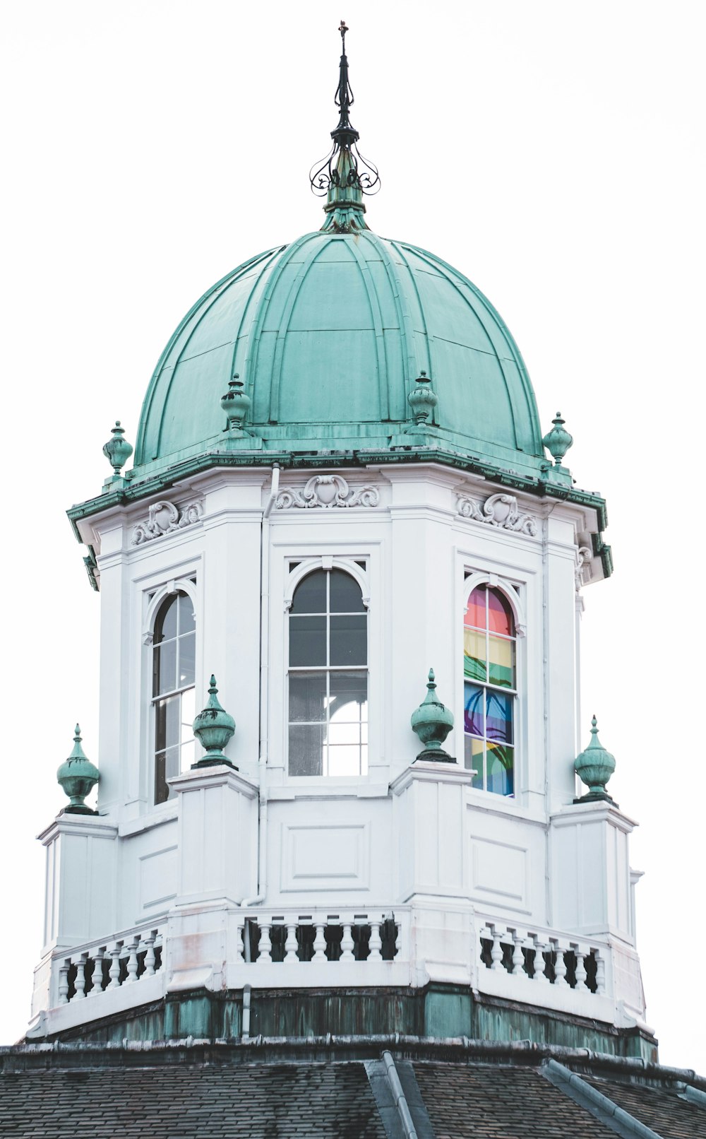 white and green dome building