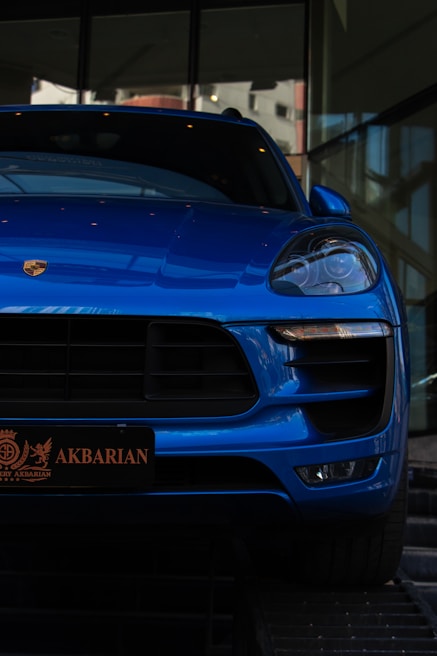 A blue SUV showcasing its spacious interior.