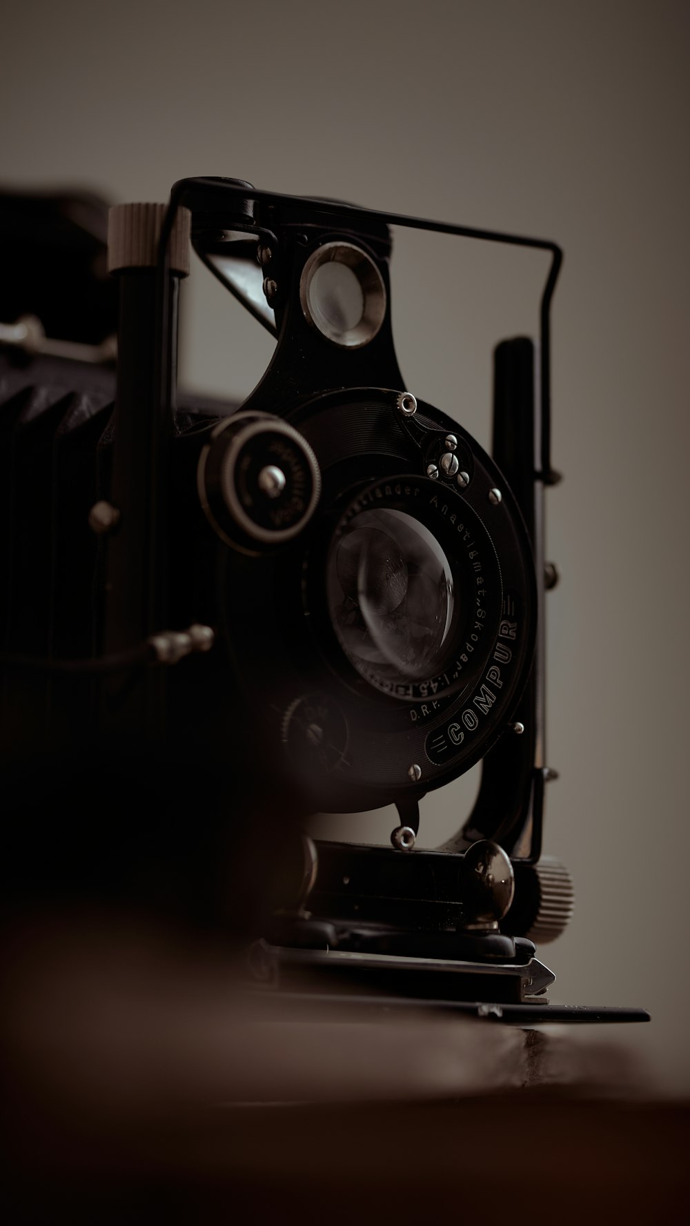 black and silver vintage camera