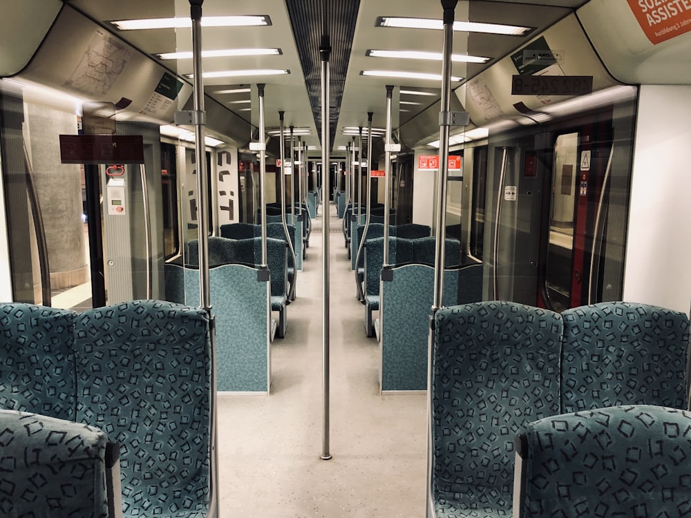 blue and gray bus seats