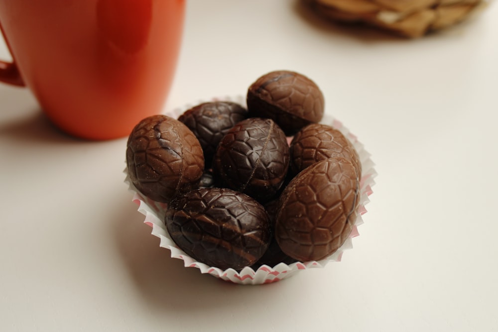 brown and white chocolate on white ceramic plate